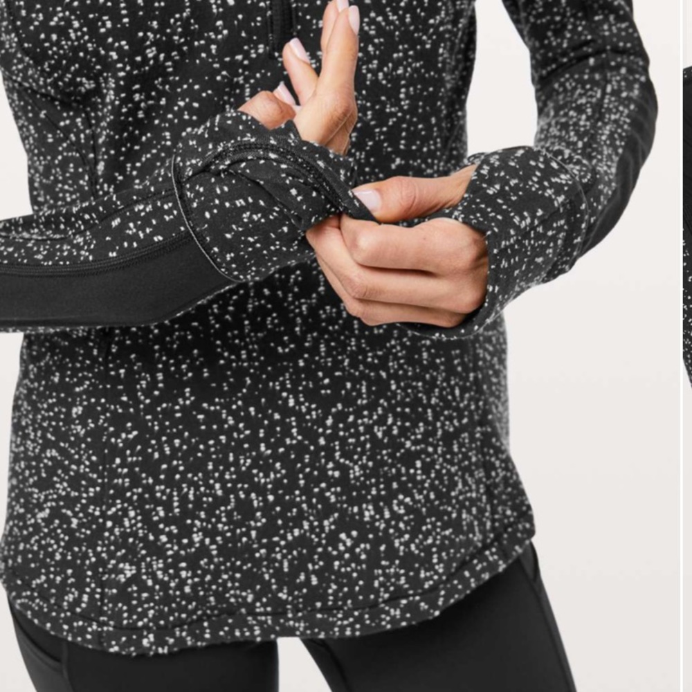 LULULEMON RUN BRISKLY 1/2 ZIP-JACQUARD BLACK/WHITE - Picture 3 of 14